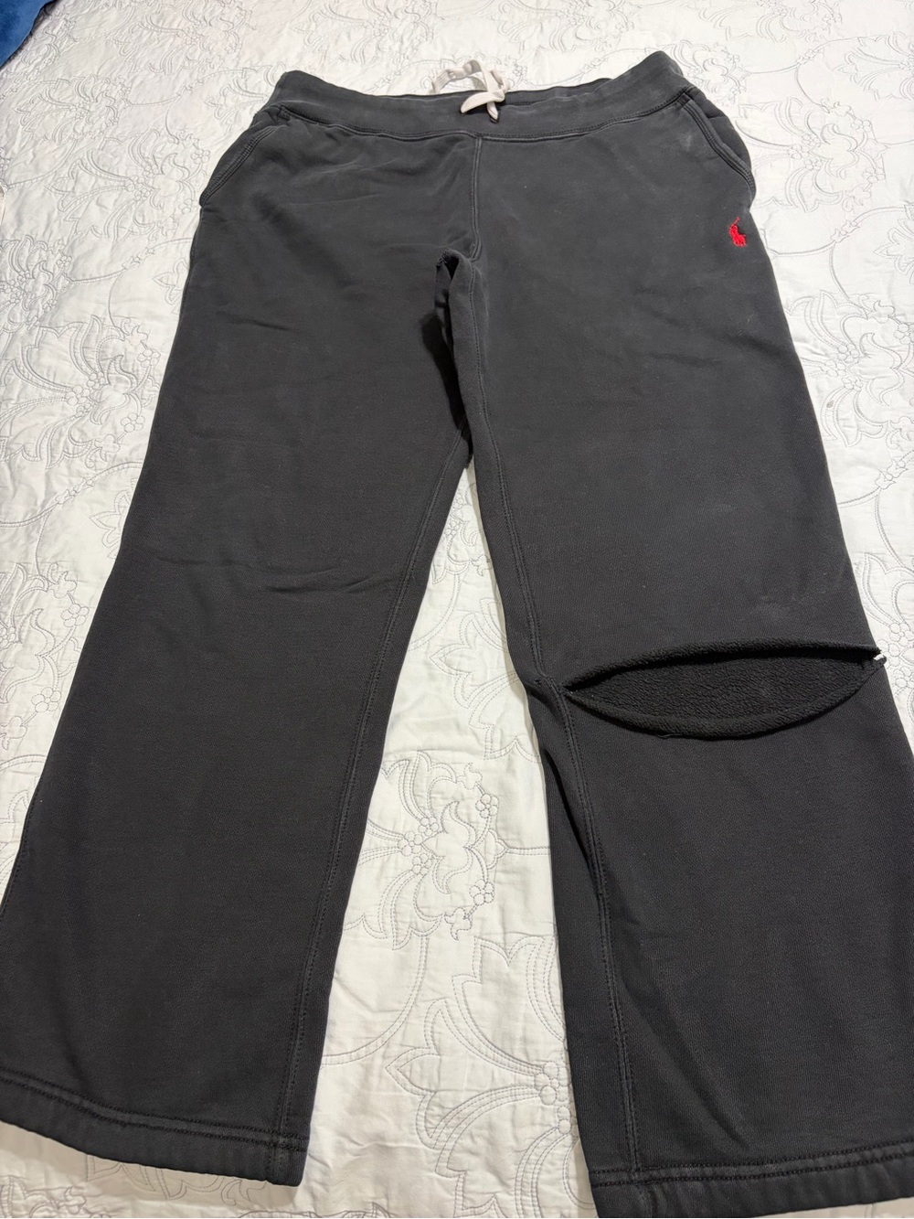 Polo Ralph Lauren PreOwned Distressed Ripped Sweatpants @ knee crotch-Size Small